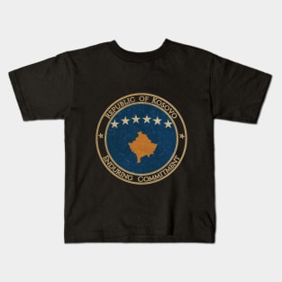 Vintage Republic of Kosovo Europe European EU Flag Kids T-Shirt